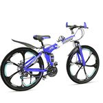 Skyride BMV X6 Cycle 6 Spoke Foldable Cycle with 21 Speed Gear Cycle with Dual Disc Brake Cycle Carbon Frame Suspension Bicycle for Men 26inch Wheel Size (Blue)