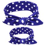 Mom and Baby Headbands Infant Polka Dots Hair Accessories Mother Daughter Matching Headwear Adjustable Knot Headwrap Tie (Blue Polka Dots)