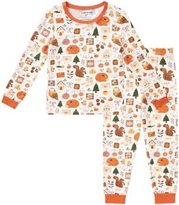 pureborn Kids Viscose from Bamboo Pajamas Set Girls Pjs Squirrel 6-7Y