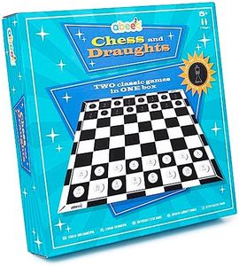 abeec Chess And Draughts Set - Two Classic Board Games For Kids And Adults - Folding Chess Board And Draught Board - Travel Games For Kids - Camping Games