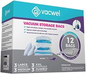 Vacwel 12-Pack Variety - Vacuum Storage Bags for Clothes, Packing & Storage - Strong Vacuum Space Bags for Comforter, Quilt & Mattress Topper Compression - Premium Storage Bags Vacuum Sealed - 3x XXL