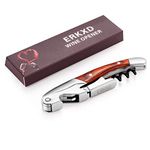 ERKXD Premium Waiters Corkscrew All-in-one Stainless Steel Wine Opener with Rosewood Pull Tap Handle Bottle Opener and Serrated Foil Cutter