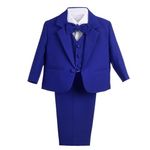 Lito Angels Little Boy Formal Dress Suit Wedding Outfit Wear, 5 Pieces Set (Blazer, Shirt, Waistcoat, Trousers, Bow Tie) Age 2-3 Years (Tag Number 03), Royal Blue