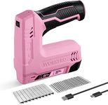 WORKPRO 3.6V Power Electric Cordless 2-in-1 Staple and Nail Gun, 2.0Ah Battery Powered Stapler for Upholstery, Crafts, DIY, Including USB Charger Cable, 2000PCS of Staples and Nails - Pink Ribbon