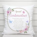 Godmother Cushion Gifts for Godmother, Cushion Cover, Throw Pillow Cover, Thoughtful Gifts for Godmother, Birthday, Mother’s Day, Godmother Gifts, Sentimental Verse, Butterflies, Flowers