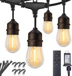 Outdoor String Lights - 82 Ft.(72+10) Patio Lights with Remote, Timer, Dimmable Outdoor Lights with 25+1 Shatterproof S14 Bulbs, Waterproof String Lights for Outside, Backyard, Bistro, Warm White