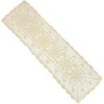 kilofly Handmade Crochet Lace Rectangular Table Runner 15 x 36 Inch, Beige