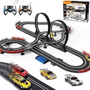 Slot Car Race Track for Boys and Kids 1:43 Scale Electric Powered Dual Racing with 4 Cars with Headlights Toy Big Track Sets Gift for Children 6+ Years Old