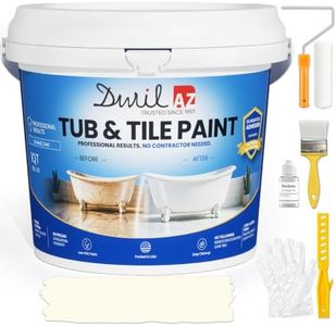 DWIL Tile Paint, Tub and Tile Paint, Bathtub Paint Refinishing Kit With Tools, Water-Based Tub Paint for Bathroom Tile, Sink & Shower, Low Odor, Semi-Gloss Vanilla White, 33oz