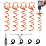 DBREAKS Ground Anchor (4 Pack) - Alloy Steel Spiral Earth Anchors with 2.5m Adjustable Straps, for Trampoline, Shed, Swings, Secure Outdoor Attachment