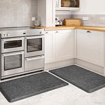 KMAT 2PCS Kitchen Mat Cushioned Anti-Fatigue Floor Mat,Waterproof Non-Slip Standing Mat,Ergonomic Comfort Floor Mat Rug for Home,Office,Sink,Laundry,Desk(17.3"x28"+17.3"x28",Grey)