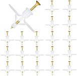 Drywall Anchor kit, Hollow Wall Anchors with Screws Plasterboard Screw Plugs Butterfly Expansion for Drywall Curtain Gypsum Hardware (White 20pcs)