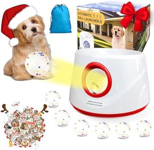 Wortade Automatic Ball Launcher for Dogs, Dog Ball Thrower with 19-32-45Ft Distance, Rechargeable Automatic Launcher with 6 Balls (2.2"), Dog Balls Launchers for Small & Medium Red