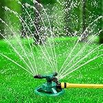 HTLY SPR Garden Sprinkler, Automatic Lawn Sprinkler 360 Degree Rotating 3 Arms Adjustable Water Sprinkler System Large Coverage for Garden Plants Lawn Watering Lawn Irrigation