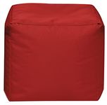 Gouchee Home Cube Brava Pouf Ottoman Foot Rest - Red, Modern Square Bean Bag Chair with Water Repellent Fabric - Floor Pouf for Living Room, Bedroom or Patio - Foot Rest for Indoor and Outdoor