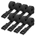 Modixun 8Pack Utility Straps with Quick-Release Buckle, 59" Adjustable Nylon Straps, Nylon Tie Down Straps for Backpack Sleeping Bag Luggage Packing, Black