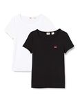 Levi's Women's 2-Pack Tee T-Shirt, White +/Mineral Black, XS