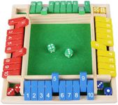 Fzyisw Shut the Box Game, Classic 2-4 Player Shut the Box Dice Game, Wooden Board Game, Travel Game, Educational Dice Games for Kids and Adults