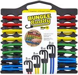 Bungee Buddy by Wrap-It Storage - Bungee Cord Organizer + 8 Assorted Size Bungee Cords - Steel Core Hooks for Heavy Duty Outdoor Use