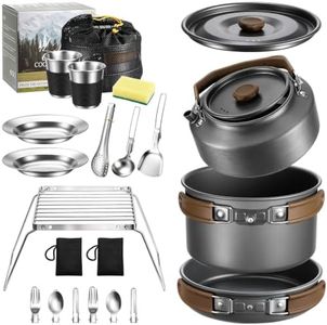 Leonyo 18PCS Camping Cookware Set, Camping Cooking Pot Pan Mess Kit