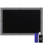 HBCY Creations Rustic Grey Wooden Magnetic Wall Chalkboard, Extra Large Size 24" x 36", Framed Decorative Chalkboard - Great for Kitchen Decor, Weddings, Restaurant Menus and More! (24" x 36")