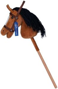ROCK MY BABY Hobby Horse Plush Stuffed Stick Horse with Award Ribbon for Boys and Girls 3+ Fun Toys for Pretend Play (Golden Brown) CPC Certified