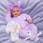 BABESIDE Reborn Dolls Realistic Baby Doll That Look Real 17 Inch 43CM Sunny Lifelike Baby Doll Girls Reborn Toddler Dolls Newborn Baby Doll Softness Cloth Body Real Life Baby Dolls（Violet）