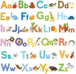 DECOWALL DS-1608 Watercolour Animal Alphabet ABC Kids Wall Stickers Wall Decals Peel and Stick Removable Wall Stickers for Kids Nursery Bedroom Living Room