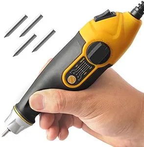 UTOOL Engraver Pen with Letter/Number Stencil, 24W Handheld Etching Tool for Wood Metal Glass Engraving with 4 Replaceable Tungsten Carbide Steel Bits