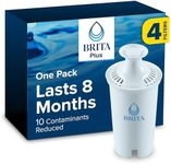 Brita Plus Water Filter, BPA-Free, High-Density Replacement Filter for Pitchers and Dispensers, Reduces 2x Contaminants*, Lasts Two Months or 40 Gallons, Includes 4 Filters