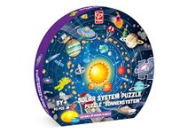 Hape Solar System Puzzle | Round Solar System Puzzle Toy for Kids, Solid Wood Pieces and a Glowing LED Sun