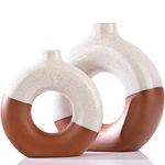 XMGZQ Vase,Ceramic Vase,Flower Vase,Donut Vase,Minimalist Modern Home Decor,Matte Finish Pampas Grass Vase for Table,Fireplace,Shelf,Mantel,Entryway and Centerpieces