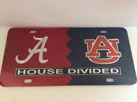 University of Alabama/ Auburn Tigers House Divided Laser Cut License Plate Tag