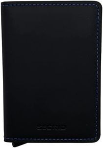 Secrid Leather Slim Wallet, Matte Black/Blue