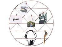 Pikify Round Photo Wall Grid Panel, Wall Organizer Clip Holder Photo Display Storage(GOLD-1PC)