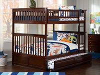 Columbia Bunk Bed with Trundle Bed, Full Over Full, Antique Walnut