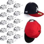 Adhesive Hat Hooks for Wall, Hat Rack for Baseball Caps, Minimalist Hat Display, Strong Hold Hat Hangers for Wall (Clear, 16 pcs)