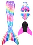 Mermaid Tail For Swimming For Girls Blue Size 8 For 7 Year Old Girls