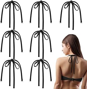 Eurzom Halter Neck Bathing Suit Straps Replacement Adjustable Swimsuit Straps Detachable Bra Shoulder Straps Spare for Women Girls, Black, One Size