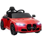 AIYAPLAY BMW M4 Licensed Electric Car for Kids, 12V Kids Electric Ride on with Remote Control, Suspension, Music, Horn, LED Lights, for Ages 3-5 Years, Red