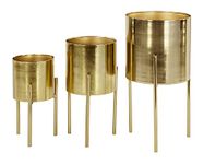 Deco 79 Metal Round Planter with Removable Stand, Set of 3 18", 14", 12" H, Gold