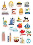 D2C Travel The World with These Vibrant and Durable Travel Scrapbook Stickers - Pack of 22 Glitter Finish Stickers for Laptop, Journal, Bike Helmet, Diary, Guitar, Mobile - Waterproof