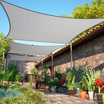 ShadeMart 8' x 16' Grey Sun Shade Sail UPF50 Rectangle Canopy Fabric Cloth Screen smTAPR0816, Water and Air Permeable & UV Resistant, Heavy Duty, Carport Patio Outdoor - (We Customize Size)