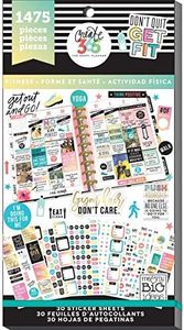 me & my BIG ideas Sticker Value Pack - The Happy Planner Scrapbooking Supplies - Work It Out Theme - Multi-Color & Gold Foil - Great for Projects, Scrapbooks & Albums - 30 Sheets, 1475 Stickers Total