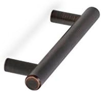 BIRDROCK HOME Simple Modern Rounded T-Bar Handle - Oil Rubbed Bronze - 25 Pack - 3.75 Inch Kitchen Cupboard Furniture Cabinet Hardware Drawer Pull Trad