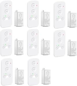 NineLeaf Wireless Remote Control Light Switch, Wireless Light Switch Kit with Timer, Timer Switches for Lights, No Wiring, 10A/1000W, 500Ft RF Range, Remote Control for Ceiling Lights, Fans, Lamps,8PK
