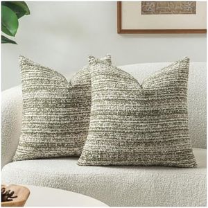 Zealax Pack of 2 Olive Green Decorative Textured Throw Pillow Covers 18x18 for Couch Bed Sofa Living Room,Soft Accent Pillows Luxury Cushion Cover Pillow Cases