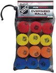 Franklin Sports Knee Hockey Balls - Indoor Mini Foam Hockey Balls for Kids - 12 Soft Foam Hockey Balls - Assorted Colors - Drawstring Bag