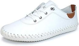 Lunar St Ives Leather Plimsoll 6 UK White