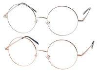 SOOLALA 2 Pairs Men Retro Round Reading Glasses Circle Reader with Spring Hinge, 2 Pairs Value Pack/Gold + Silver, Large